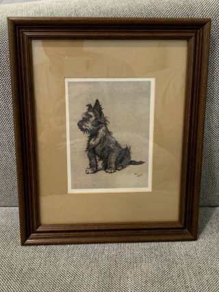 Antique Cecil Aldin Terrier Dog Framed Lithograph Print