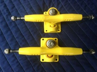 Vintage Gullwing Pro Iii Skateboard Trucks Yellow 9 Inch Restored