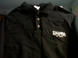Vintage Sahara Hotel & Casino Las Vegas Black Ss Polo Shirt L Large