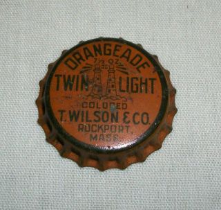Vintage Twin Light Orangeade Cork Lined Soda Bottle Cap T.  Wilson Rockport Mass