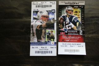 2x 2013 England Patriots Ticket Stubs - Tom Brady
