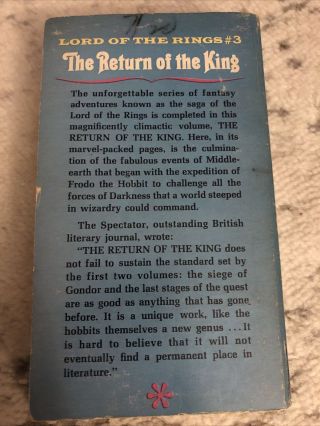 JRR Tolkein Lord of the Rings part 3 Return of the King paperback Vintage 60s 2