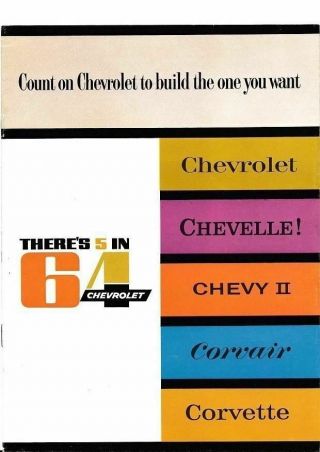 1964 Chevrolet Full Line Brochure Impala Bel Air Chevelle Nova Corvette Corvair
