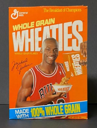 Michael Jordan " Pouring Cereal " Empty Wheaties Box Chicago Bulls,  1990s,  Nba