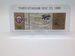 Detroit Tigers Vs Cleveland Indians Game Ticket Last Season At Tiger Stadium.