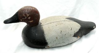 Vintage Red Head Canvasback Drake Duck Wood Decoy Old Solid Wood