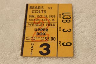 1959 (oct.  18) Chicago Bears Ticket Stub V.  Baltimore Colts (ex)