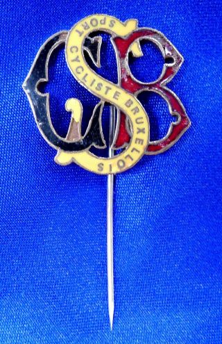 Vintage Belgian Cycling Badge: Sport Cycliste Bruxellois,  Brass & Enamel,  Pin.