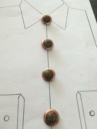 Set Of 4 Vintage Gil Dress Buttons With Glass Centres