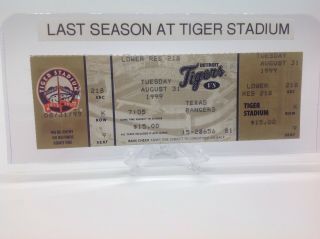 Detroit Tigers Vs St.  Texas Rangers Ticket Last Season At Tiger Stadium.