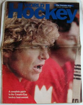 World Hockey Canada Cup Tournament Guide Toronto Star Sept 2,  1976 14.  5 X 10 Orr