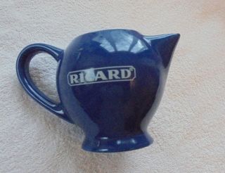 Small French Vintage Ceramic Ricard Water Jug Pitcher Carafe Blue 9cm Ex Cond