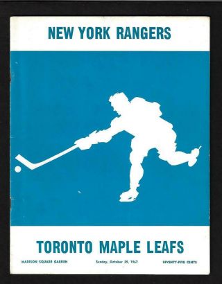 1967 York Rangers Vs Toronto Maple Leafs Game Program,  10/29/67 - Ex,