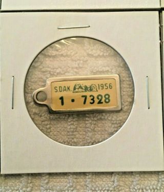 1956 South Dakota Vintage Dav Keychain License Plate Tags Matching Pair