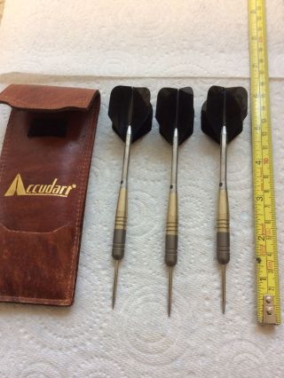 Vintage Accudart Tungsten And Brass Darts In With Wallet