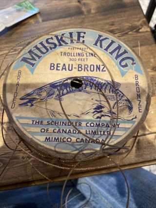 Vintage Spool Of Fishing Trolling Line By Muskie King Braided Bronze 300 Ft