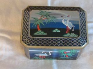 Vintage Flamingo Trinket Box Metal / Hinged (england)