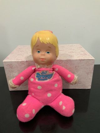 1982 Mattel Lil Drowsy Beans Doll 11 " Pink Polka Dot Vintage