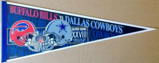 Bowl Xxviii Dallas Cowboys Vs Buffalo Bills Full Size Pennant 1/30/94