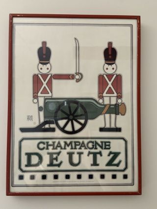 David Lance Goines Framed Vintage Champagne Deutz Poster Print,  11.  25”x15.  25”