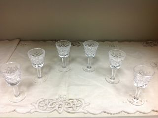 Vtg Waterford Crystal Cordial Glasses,  Lismore Criss - Cross Pattern,  Set Of 6