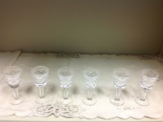 Vtg Waterford Crystal Cordial Glasses,  Lismore Criss - Cross Pattern,  Set of 6 2