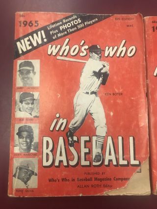 VINTAGE WHOS WHO IN BASEBALL 2 ISSUES.  1965 AND 1967 2
