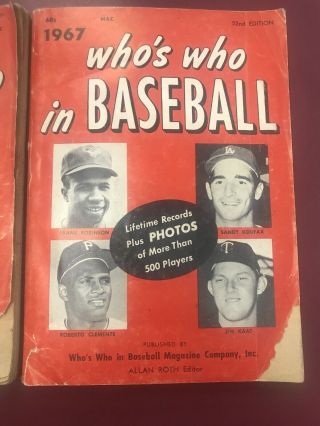 VINTAGE WHOS WHO IN BASEBALL 2 ISSUES.  1965 AND 1967 3