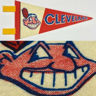 1970’s Vintage Cleveland Indians Ohio Mini Pennant 3.  5x6.  75 Inch Baseball