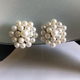 Antique Japanese Akoya Pearls Sterling Silver 925 Screwback Earrings