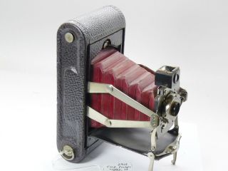 Kodak 1a Model: D Folding Pocket Camera Red Bellows Wood Bad V.  F Antique 2912