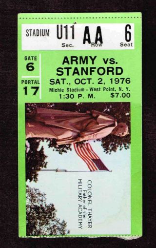 1976 Army Vs Stanford Ticket Stub Ncaa