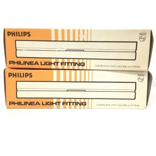 2 X Vintage Philips Philinea Light Fitting Complete With Globe & Fitting 454