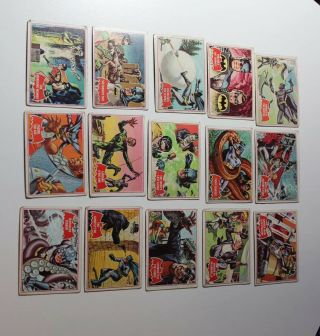 Vtg 1966 Topps Batman Trading Cards Red Bat Series - 15 Cards