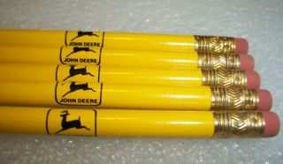 5 Vintage Wooden John Deere Advertising Pencils,  Fuller Equipment,  Union,  Maine
