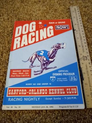1992 Sanford Orlando Kennel Club Dog Racing Program
