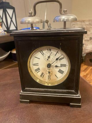 Victorian / Antique French Alarm Carriage Travel Clock Wood Over 100 Years Old