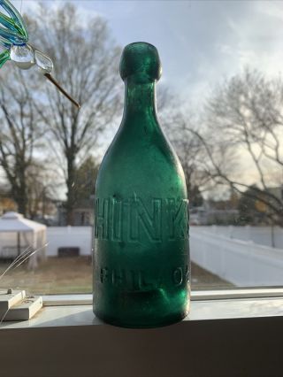 Antique Circa 1850’s Hinkson & Co Philadelphia Pontilled Green Pony Soda