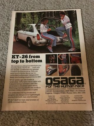 Vintage 1979 Osaga Kt - 26 Running Shoes Poster Print Ad 1970s " For The Human Race