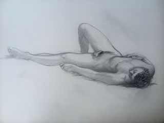 Vintage Pencil Drawing Nude Male By Lois Darling Noted Illustrator