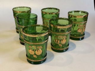 Set Of Six Antique Northwood Peach Glasses C Early 1900s - Eapg