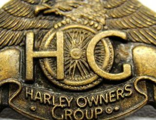 1983 Vintage " Harley Davidson " Owners Group Memorabilia Pushback Pin And Rocker