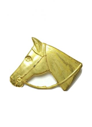 Vintage Rare Miriam Haskell Gold Toned Horse Head Pin Brooch || Antique Brooch