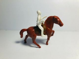 Vintage Stuart Brown Standing Horse With Rider And Brown Saddle