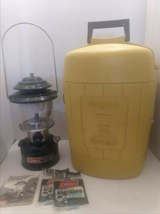 Vintage 1986 Coleman Lantern With Yellow Carry - Case