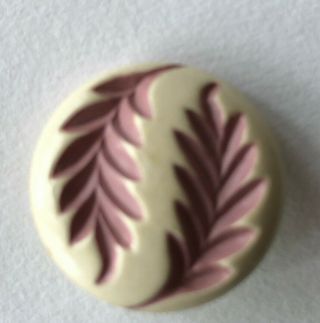 Charming Vintage Buffed Celluloid Button - - Feathers Dusty Pink & White,  7/8 "