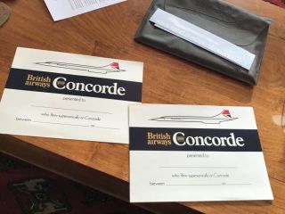 Two British Airways Concorde Flight Certificates - Washington - London Blank