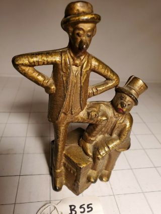 B - 55 Antique Cast Iron " Mutt And Jeff " Bank,  5 " X3 ",