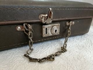 Antique Vintage Small Suitcase Old Brown Leatherette Bag Luggage Trunk Valise