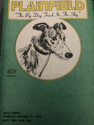 1976 Plainfield Greyhound Program First Season.